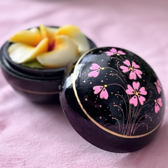 Hand-Carved Soap Flower, 4 Inch Scented Soap Carving, Plumeria In Decorative Woo - Picture 2 of 6